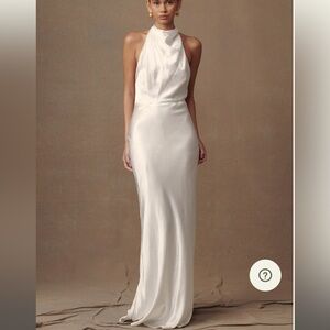 Meshki Esther Iridescent Satin Cowl Maxi Dress - Ivory